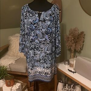 Roz & Ali Blue Paisley Dress